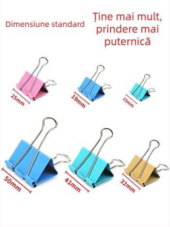 Clip metal colorat pentru documente, cu coadă lungă, pentru chitanțe