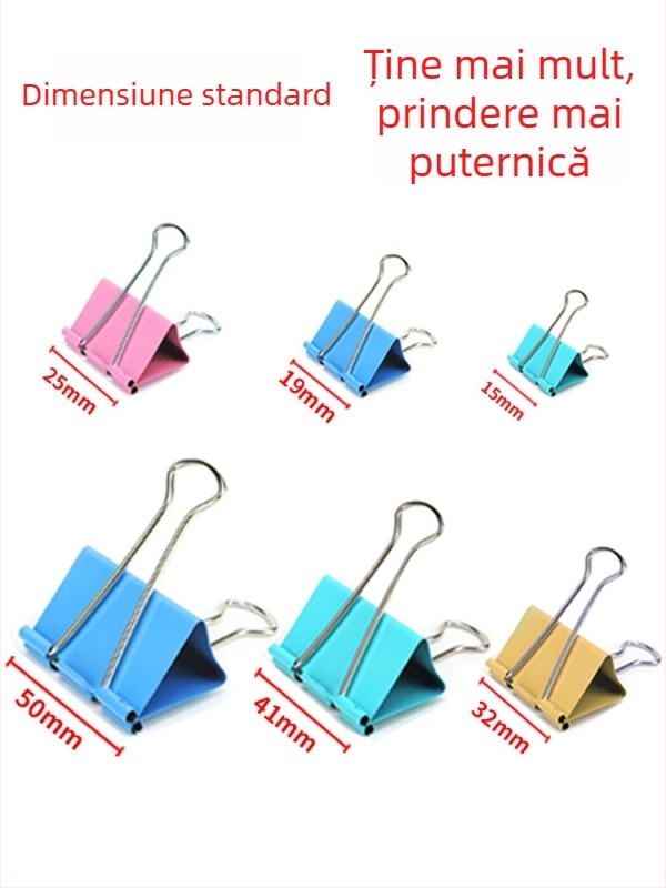 Clip metal colorat pentru documente, cu coadă lungă, pentru chitanțe