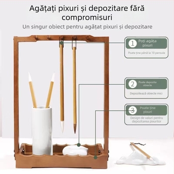 Fenbo Suport pentru pensule din bambus pentru caligrafie – lemn, Model: Suport pentru pensule-10, Logo imprimat: Da, Personalizare: Nu