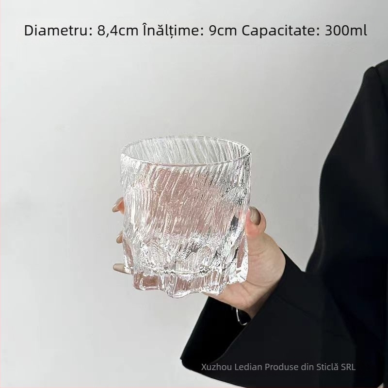 Pahar din sticlă pentru cocktail/vin, stil Light Luxury Retro, design floral, greutate 250 g, produs de înaltă calitate