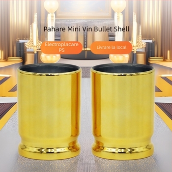 Pahar plastic pentru băuturi cu design de carcasă de cartuș; Material: plastic; Personalizare proces; Logo tipărit; Ambalaj: cutie colorată