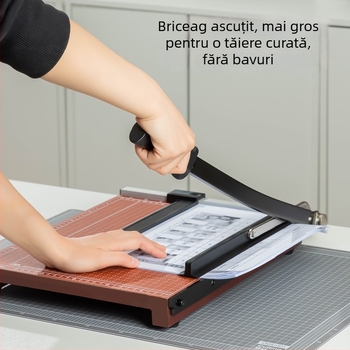 Deli Tăietor de hârtie manual – corp din lemn, model 8003/8004, brand Deli, pentru tăiere