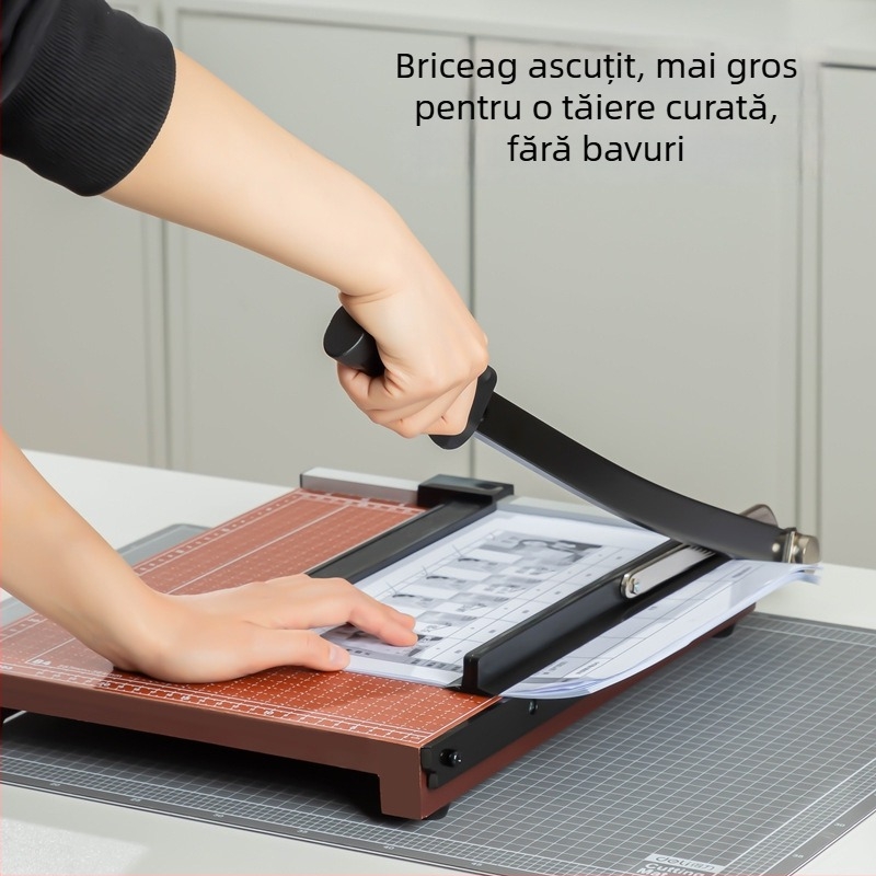 Deli Tăietor de hârtie manual – corp din lemn, model 8003/8004, brand Deli, pentru tăiere