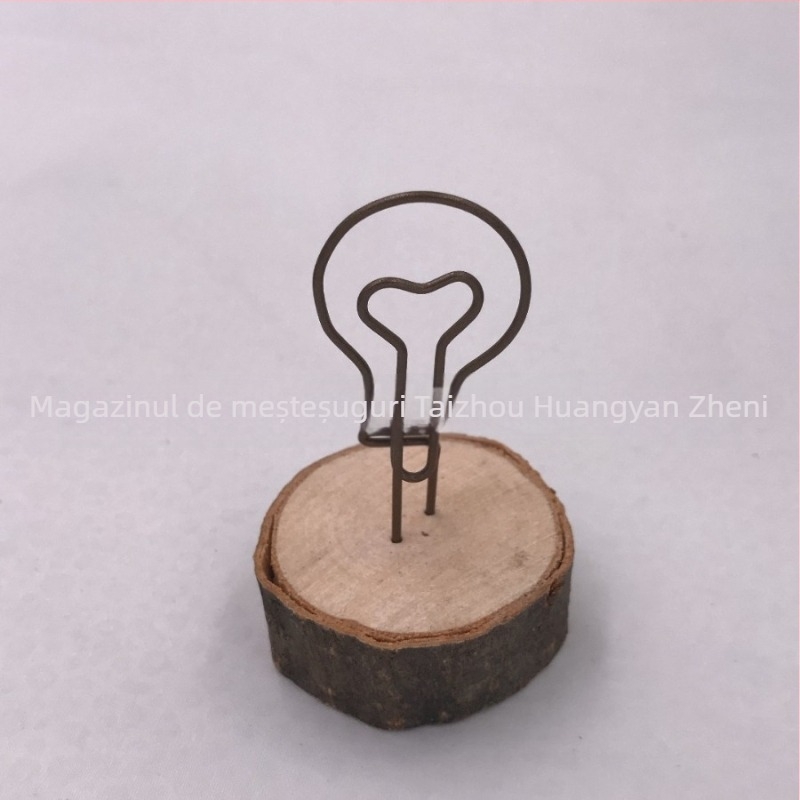 Clip foto rotund din lemn - Obiect decorativ de birou lucrat manual din lemn Schima superba