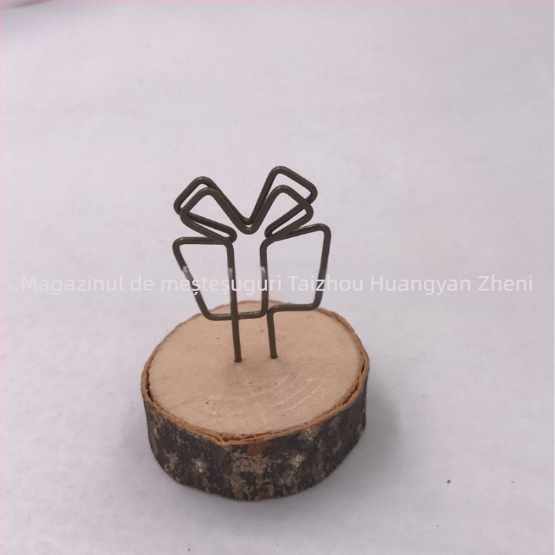 Clip foto rotund din lemn - Obiect decorativ de birou lucrat manual din lemn Schima superba