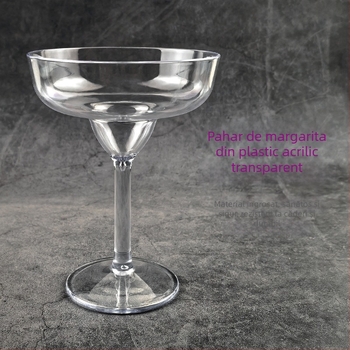Pahar de cocktail din plastic transparent, stil modern minimalist, capacitate 301–400 ml, imprimare logo disponibil.