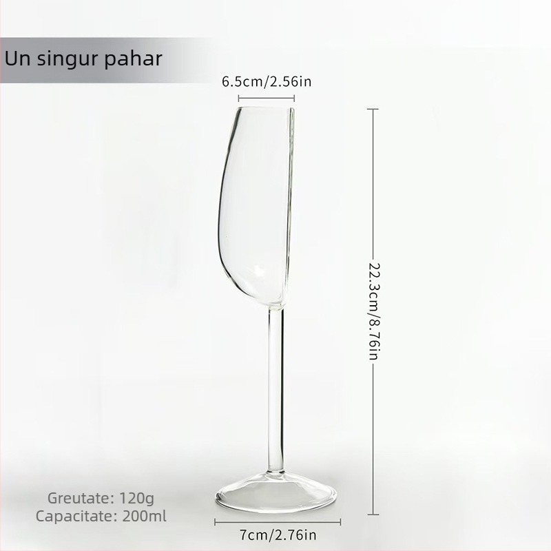 Pahar de șampanie Mingji Glass, din sticlă, capacitate 101–200 ml, stil modern minimalist