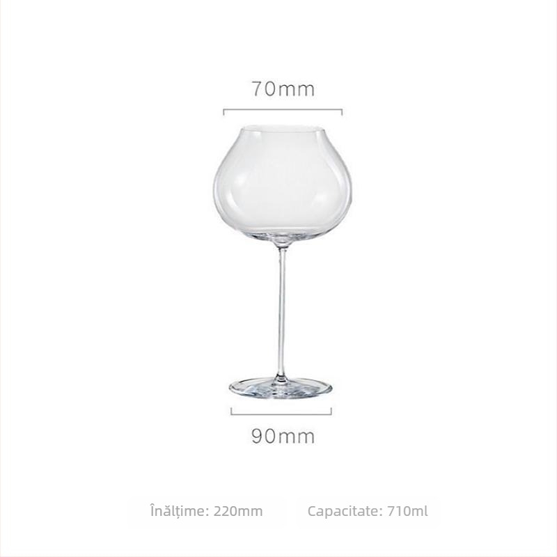 Pahar de vin, fabricat manual, tulpină ultra-subțire, pahar de degustare a aromelor, stil european, set de două