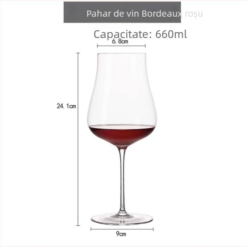Pahar de vin, fabricat manual, tulpină ultra-subțire, pahar de degustare a aromelor, stil european, set de două
