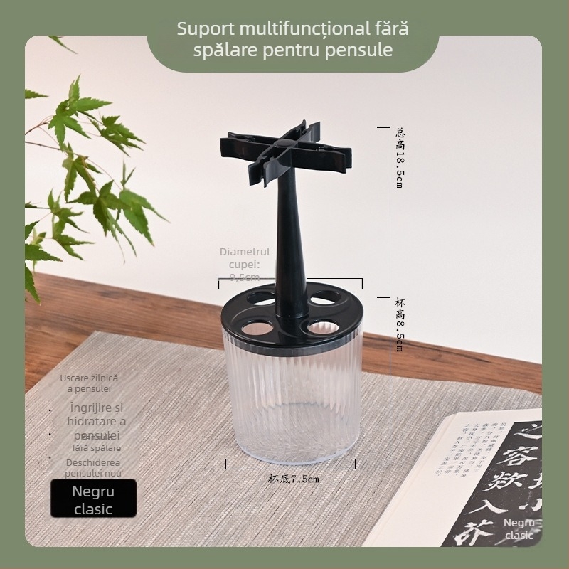 Suport pentru pixuri cu compartiment pentru pensule și recipient de cerneală – plastic; model: Pen Holder; cod produs: Wash-free Pen Holder; imprimare logo personalizată: Da