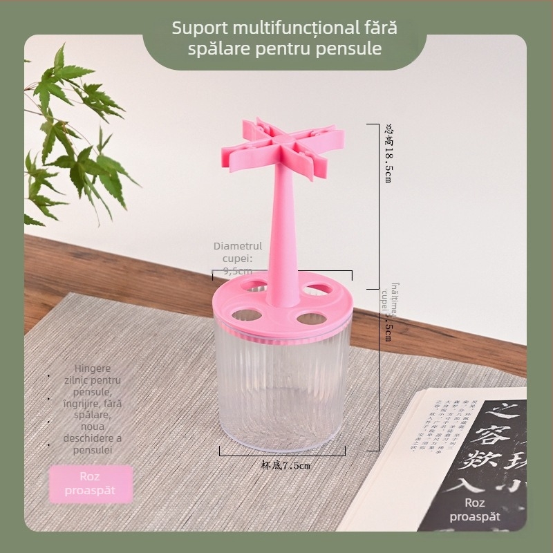 Suport pentru pixuri cu compartiment pentru pensule și recipient de cerneală – plastic; model: Pen Holder; cod produs: Wash-free Pen Holder; imprimare logo personalizată: Da