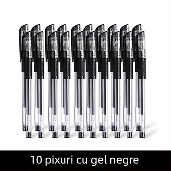 10 stilouri gel rollerball, 0,5 mm, cerneală neagră, uscare rapidă, capacitate mare, stilou de semnătură