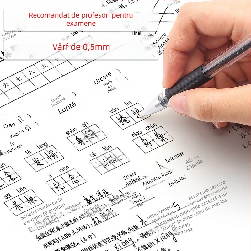 10 stilouri gel rollerball, 0,5 mm, cerneală neagră, uscare rapidă, capacitate mare, stilou de semnătură