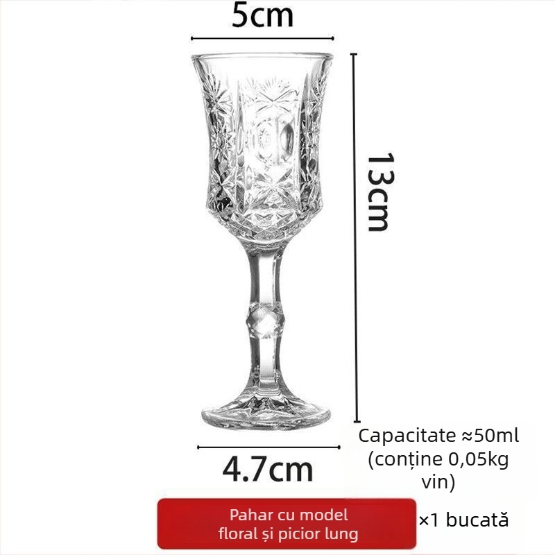 Pahar de vin cu design inspirat de corn și deschidere în talie, stil chinezesc, capacitate 1–100 ml, sticlă obișnuită