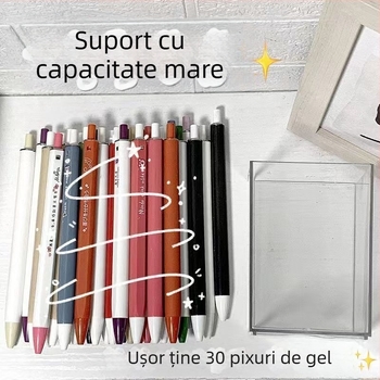 Suport pentru pixuri în stil Muji, rotund, transparent, pentru birou