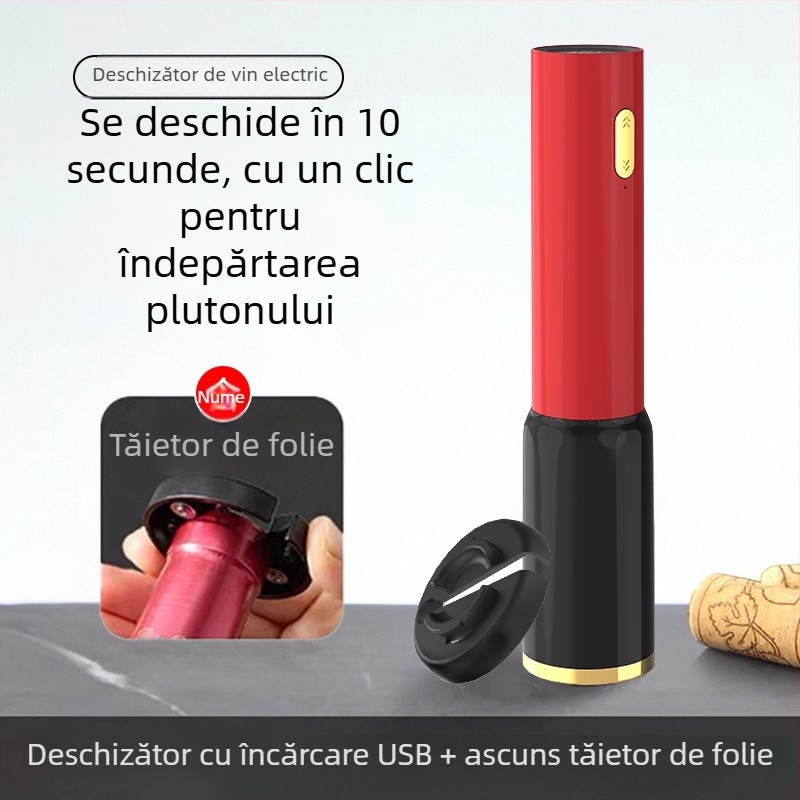 Deschizător electric pentru sticle de vin roșu, automat, corp ABS, imprimare logo, cadou