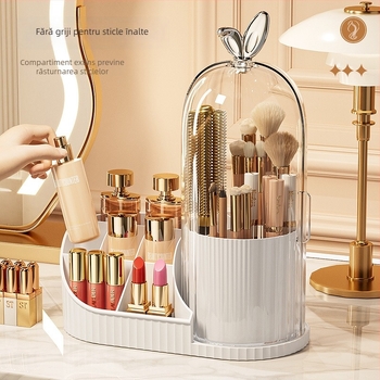 Cutie de depozitare pentru cosmetice cu suport rotativ pentru pixuri de birou și separatoare - capacitate 2 L, PET/PP/PS/ABS, model MYC107