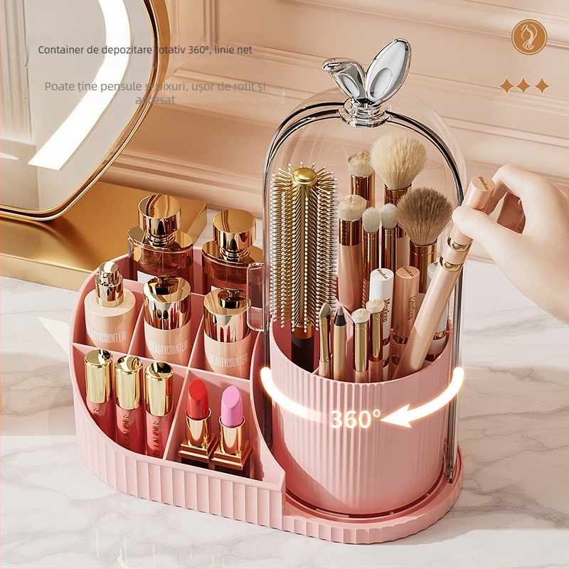 Cutie de depozitare pentru cosmetice cu suport rotativ pentru pixuri de birou și separatoare - capacitate 2 L, PET/PP/PS/ABS, model MYC107