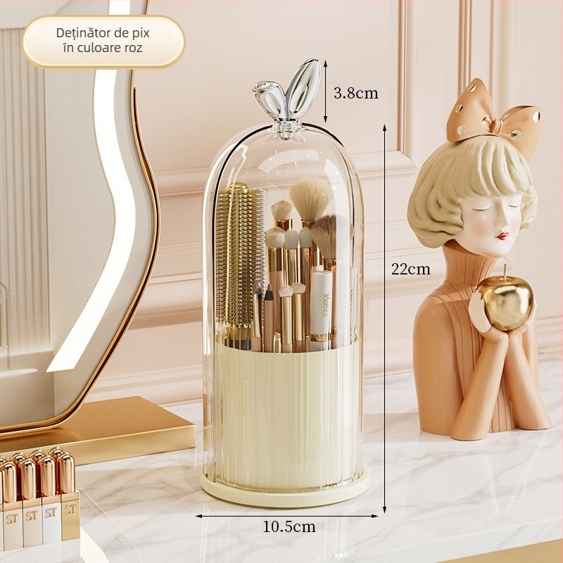 Cutie de depozitare pentru cosmetice cu suport rotativ pentru pixuri de birou și separatoare - capacitate 2 L, PET/PP/PS/ABS, model MYC107
