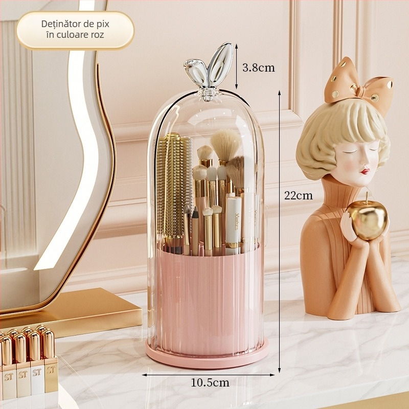 Cutie de depozitare pentru cosmetice cu suport rotativ pentru pixuri de birou și separatoare - capacitate 2 L, PET/PP/PS/ABS, model MYC107