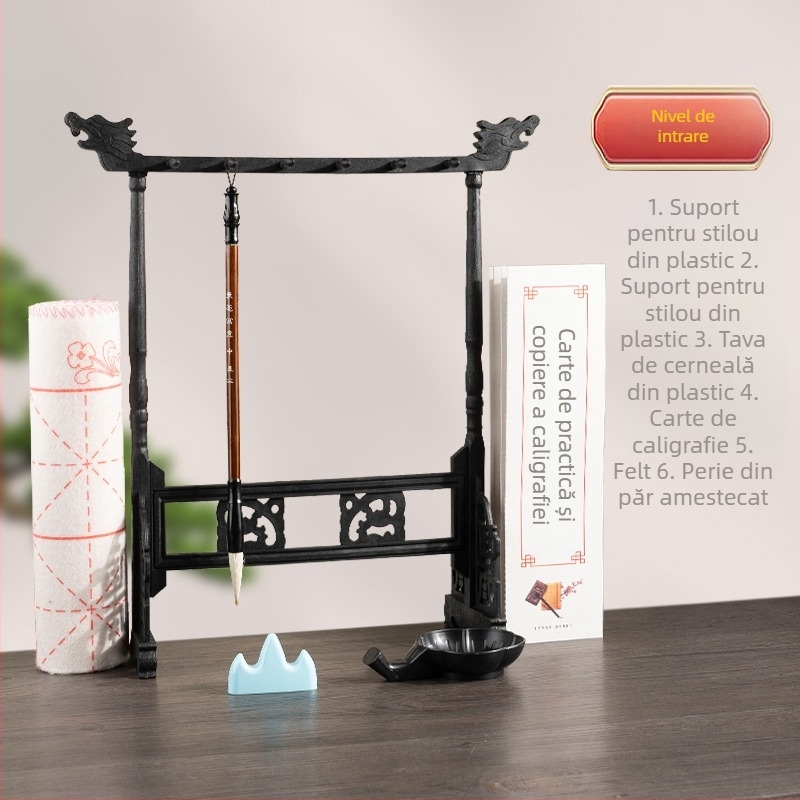 Suport din lemn pentru pensule de caligrafie – stand de afișaj cu posibilitate de agățare pentru începători