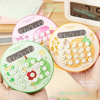 Calculator cu afișaj de 12 cifre, design rotunjit inspirat din fructe, carcasă din plastic, funcționează cu baterii uscate standard (nu sunt incluse)