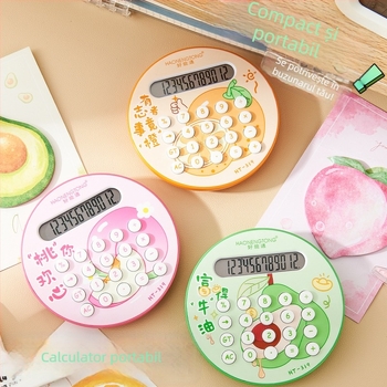Calculator cu afișaj de 12 cifre, design rotunjit inspirat din fructe, carcasă din plastic, funcționează cu baterii uscate standard (nu sunt incluse)