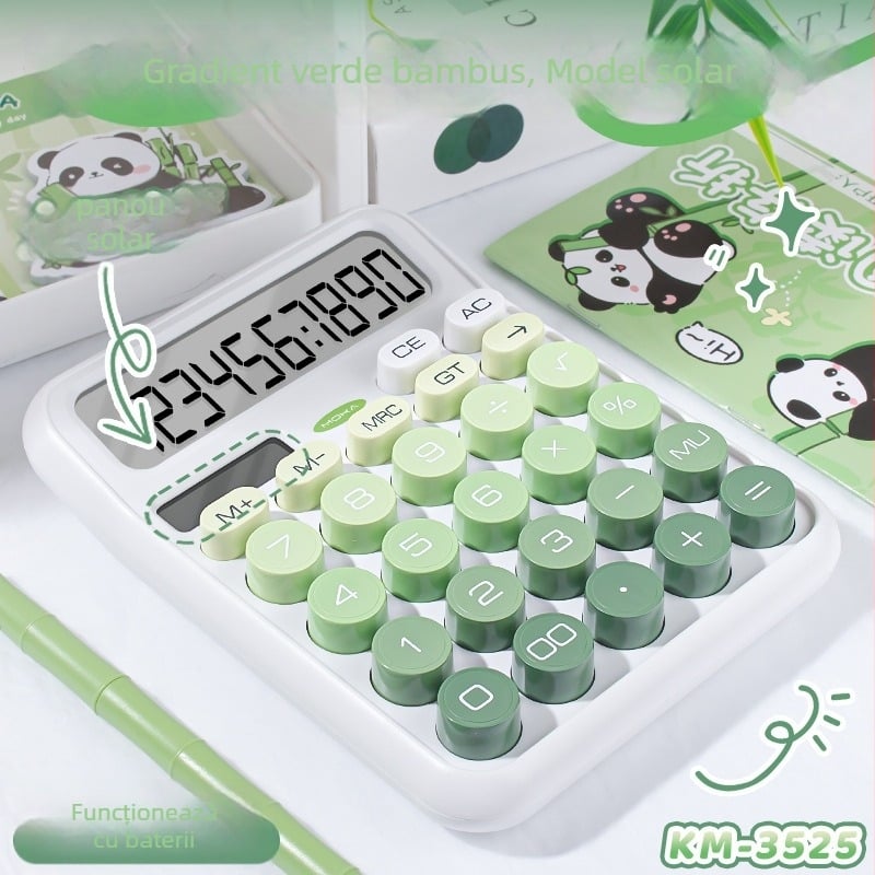 Magic Music calculator solar, afișaj de 12 cifre, portabil, alimentare duală, din plastic