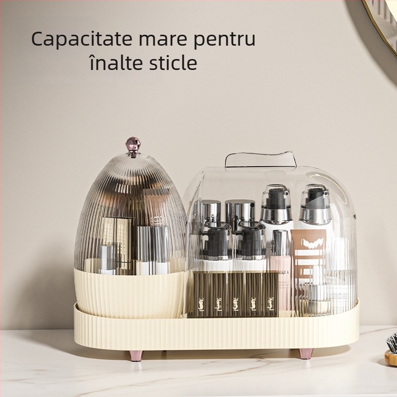 Cutie de depozitare pentru cosmetice, Golden Jade model 906, PET plastic (100% material nou), capacitate 2L, acoperită cu grilaj