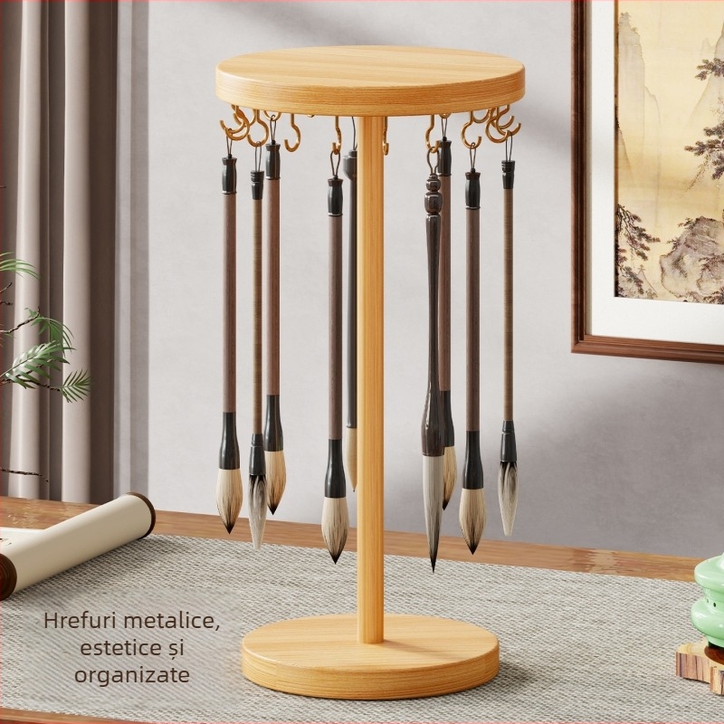 Suport din lemn pentru pensule și pixuri, stil chinezesc, organizator suspendat multifuncțional, model 2334968817448748416, brand Evesigar/isijia