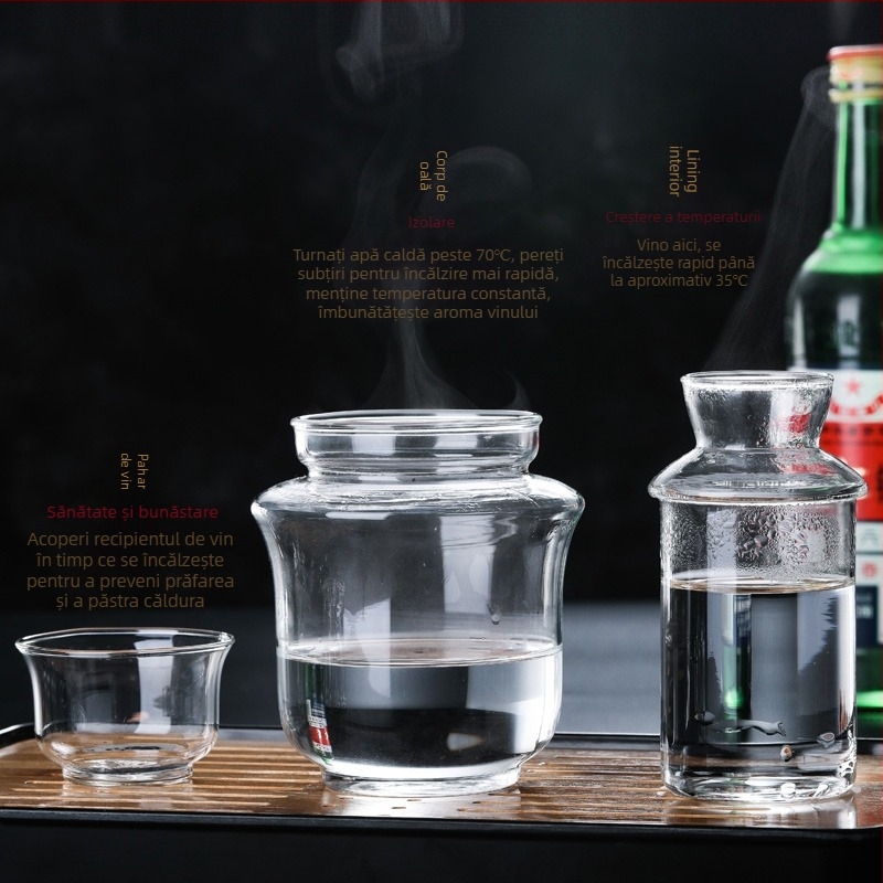 Set de vin din sticlă – stil lux, retro, calitate premium, marcă Chuangfeng, 1 set