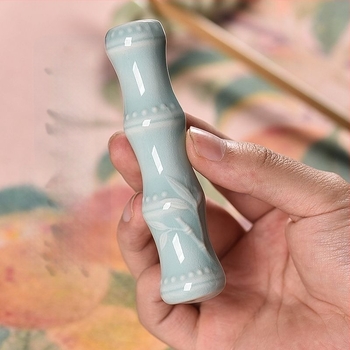 Suport ceramic pentru pensule și greutate de hârtie – stil chinezesc, minimalist antic pentru caligrafie pe birou