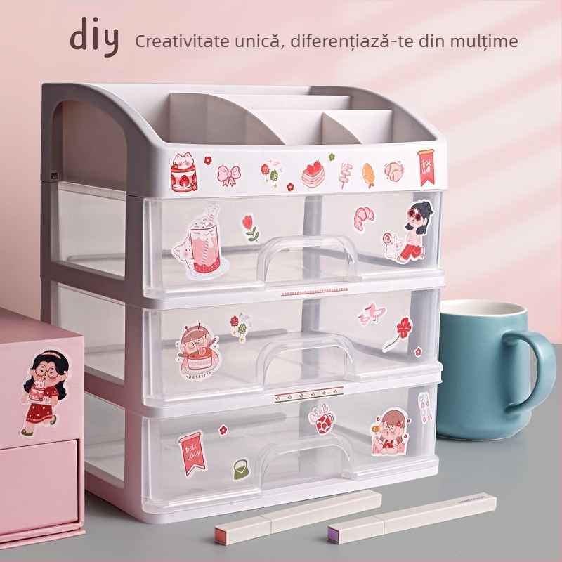 Suport pentru pixuri și organizator de birou — pătrat din plastic, inserție înclinată, design nordic minimalist, pentru biroul studențesc