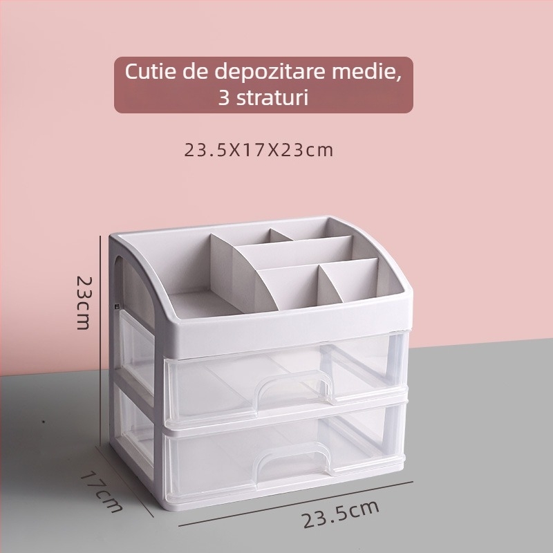 Suport pentru pixuri și organizator de birou — pătrat din plastic, inserție înclinată, design nordic minimalist, pentru biroul studențesc