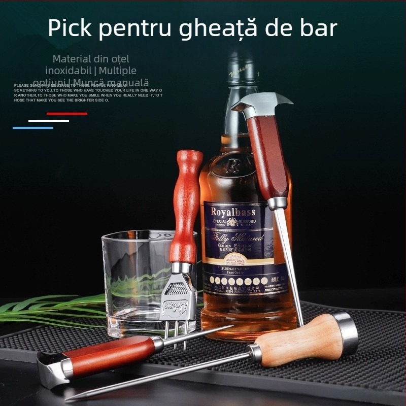 Set de unelte pentru sculptarea gheții pentru barmani, oțel inoxidabil, 193 g, stil minimalist modern, ambalare într-o cutie de hârtie