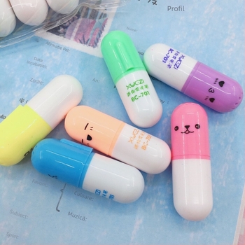 Marker de evidențiere în stil capsulă, carcasa din plastic, model BC-701, ambalare cu fermoar