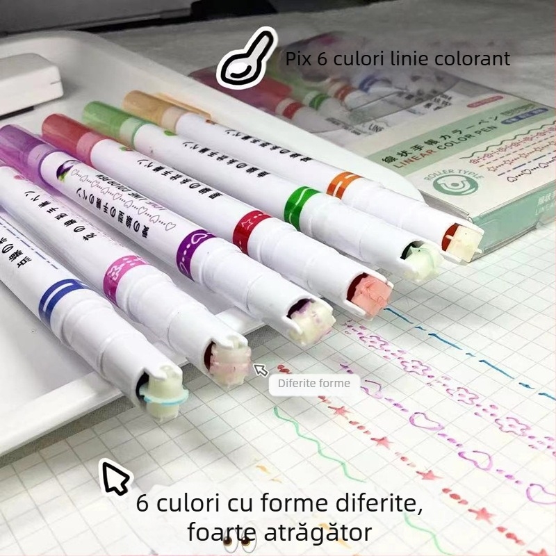 Carledy stilou fluorescent cu două capete, erasabil, cu vârf rotund