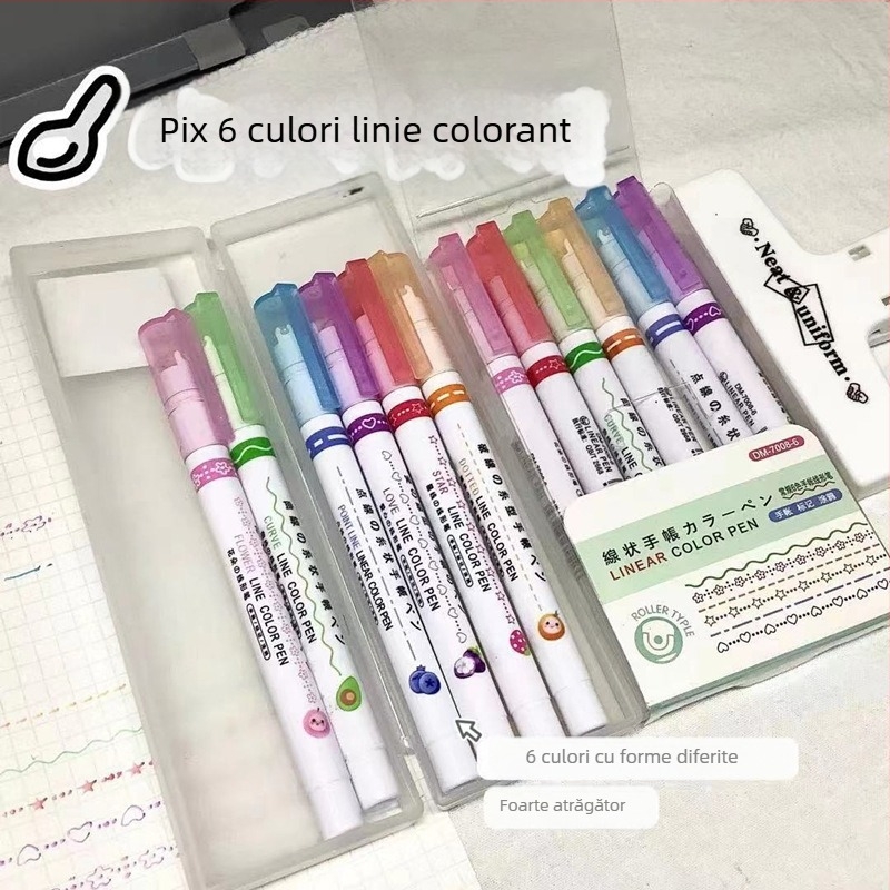 Carledy stilou fluorescent cu două capete, erasabil, cu vârf rotund