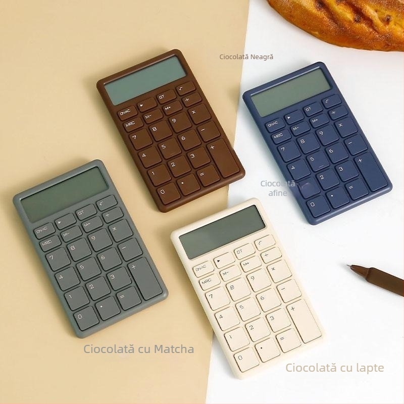 Calculator simplu, afișaj de 12 cifre, portabil și silențios, alimentat cu baterie de tip buton (neinclusă)