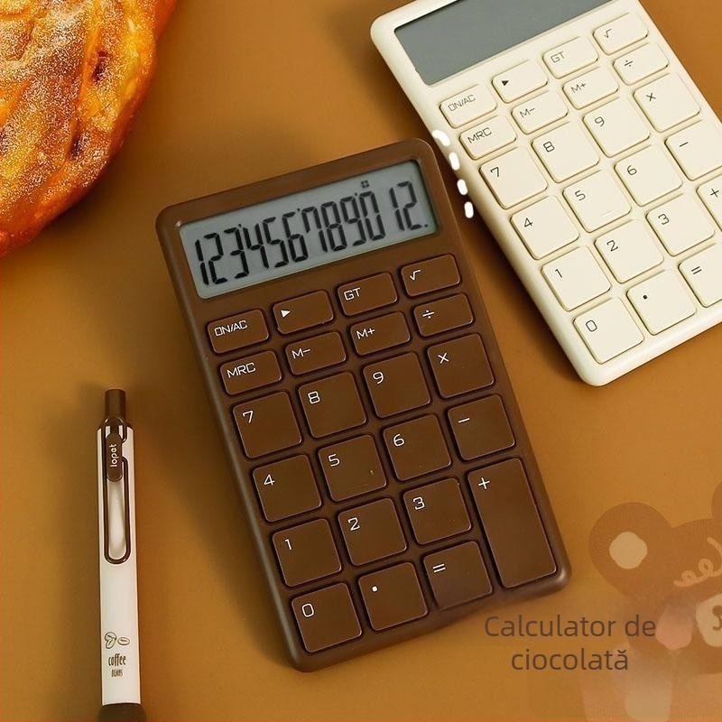 Calculator simplu, afișaj de 12 cifre, portabil și silențios, alimentat cu baterie de tip buton (neinclusă)