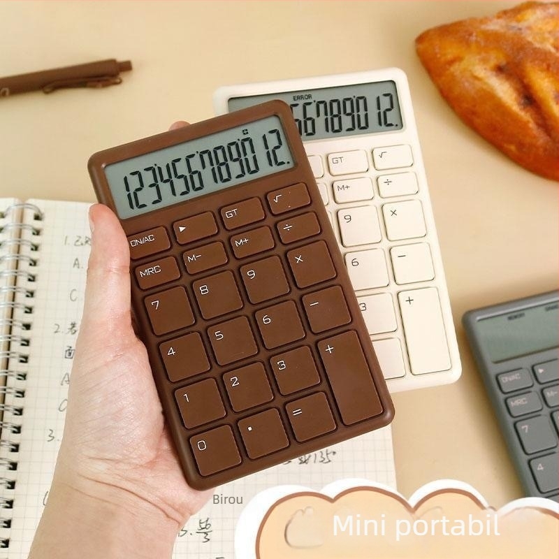 Calculator simplu, afișaj de 12 cifre, portabil și silențios, alimentat cu baterie de tip buton (neinclusă)