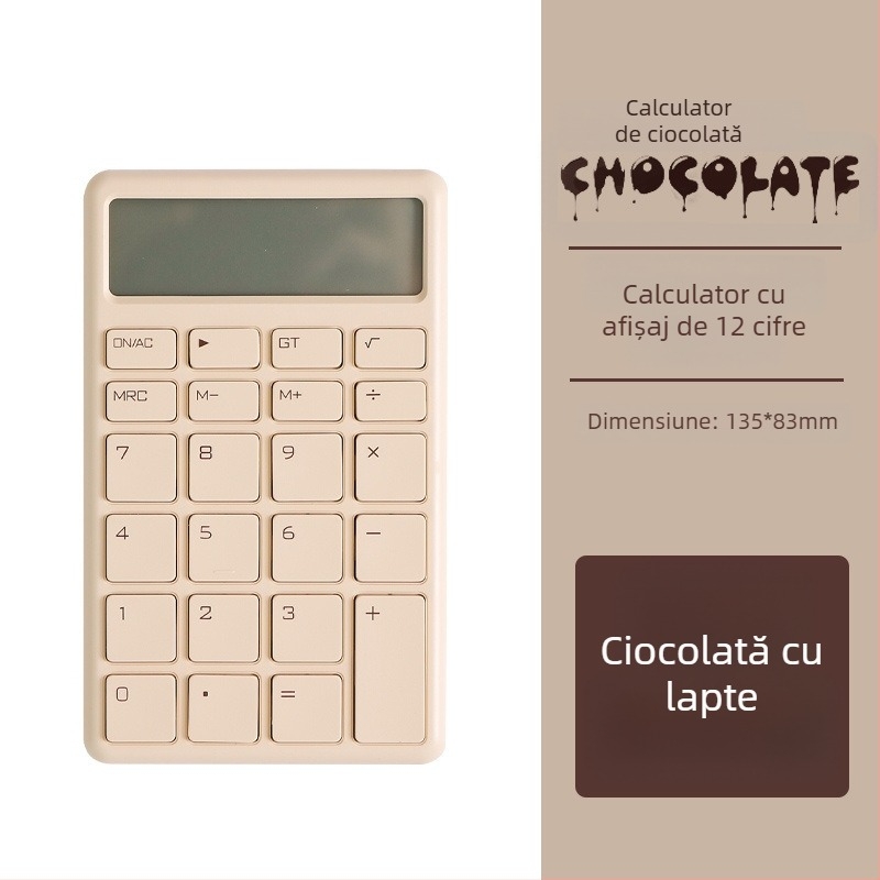 Calculator simplu, afișaj de 12 cifre, portabil și silențios, alimentat cu baterie de tip buton (neinclusă)