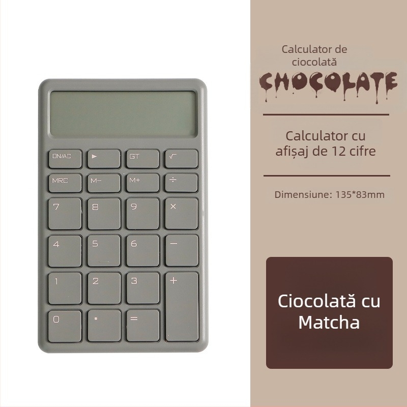 Calculator simplu, afișaj de 12 cifre, portabil și silențios, alimentat cu baterie de tip buton (neinclusă)