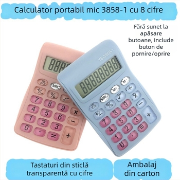 Calculator portabil, afișaj de 8 cifre, model TS-3858-1, carcasă din ABS, alimentat cu baterie AA (bateria inclusă)