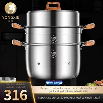 Aburitor din oțel inoxidabil 316L, capacitate mare, design multistrat, cu două niveluri, de calitate alimentară, pentru uz casnic