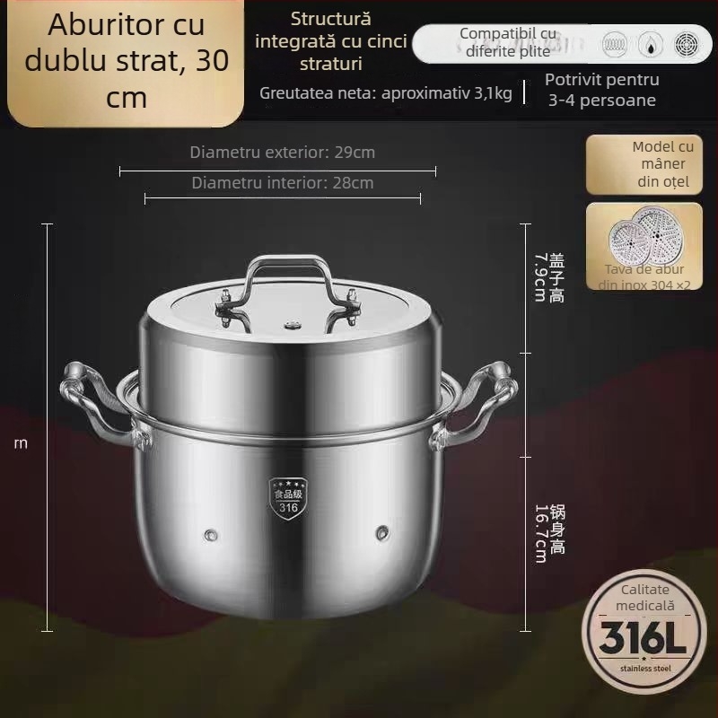 Aburitor din oțel inoxidabil 316L, capacitate mare, design multistrat, cu două niveluri, de calitate alimentară, pentru uz casnic