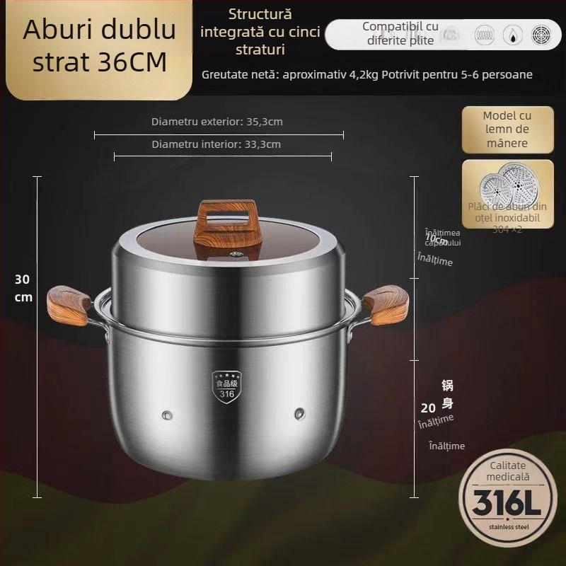 Aburitor din oțel inoxidabil 316L, capacitate mare, design multistrat, cu două niveluri, de calitate alimentară, pentru uz casnic