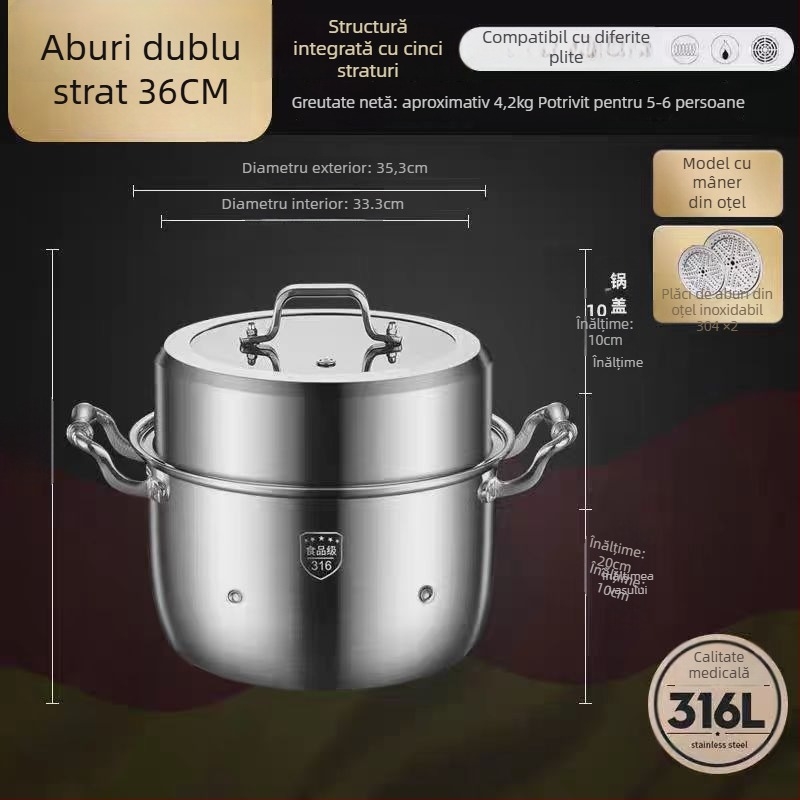 Aburitor din oțel inoxidabil 316L, capacitate mare, design multistrat, cu două niveluri, de calitate alimentară, pentru uz casnic