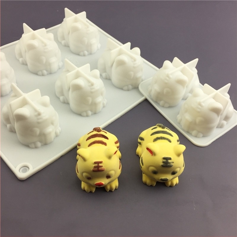 Formă de tort din silicon – formă neregulată, motif tigru adormit, pentru tort mousse ciocolată, silicon alimentar, unealtă de copt