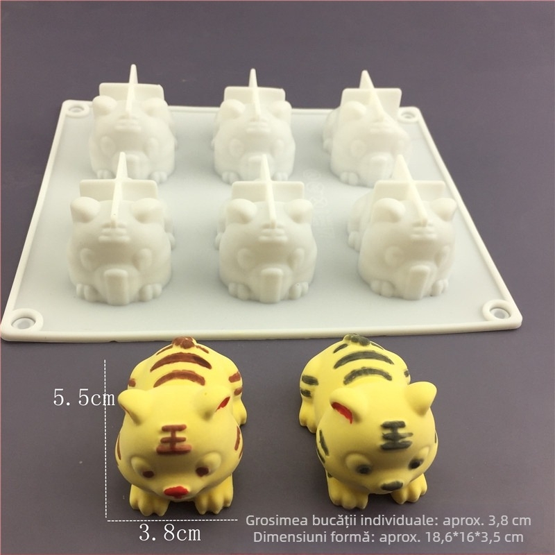 Formă de tort din silicon – formă neregulată, motif tigru adormit, pentru tort mousse ciocolată, silicon alimentar, unealtă de copt